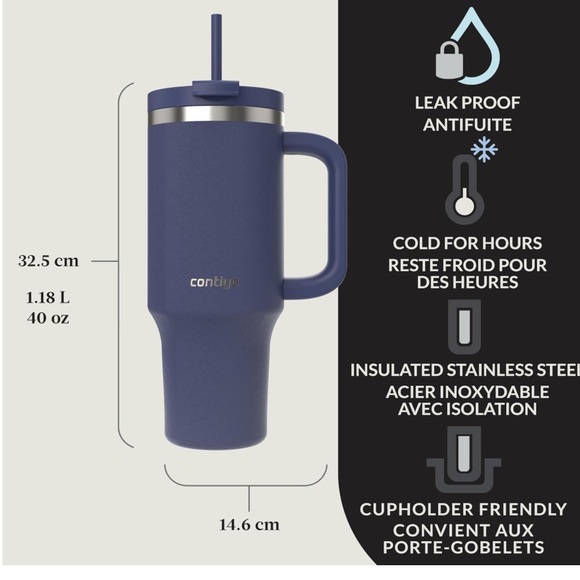 Contigo Streeterville Tumbler, 40 oz (1.18 L) w/Straw, Indigo Powder - Picture 2 of 8